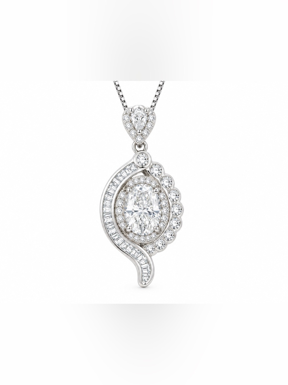 Luxury Moissanite Diamond 925 Sterling Silver Pendant Necklace